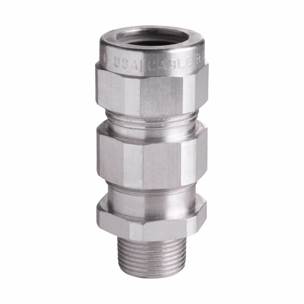 TMC3112 Cable Gland, 1 in Trade, 0.85 to 1.31 in Outer Sheath, 0.80 to 1.12 in Armor Cable Openings, Aluminum, Nickel Plated