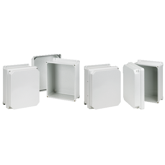 RHJ1412WLG HJ Series Enclosure, 15.32 in L x 13.3 in W x 8.19 in D, NEMA 4X/IP66 NEMA Rating, Fiberglass