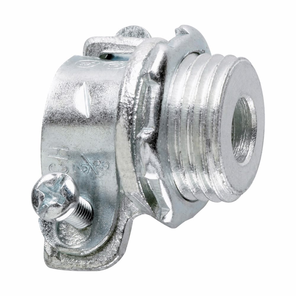 712 Non-Insulated Straight Squeeze Connector, 1-1/2 in Trade, 1-7/8 in Cable Openings, For Use With Flexible Metallic Conduit Fitting, Malleable Iron, Zinc Plated