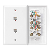 40244-W Modular Screw Terminal Standard Telephone Wall Jack, 1 Gangs, 2-3/4 in W, Plastic, Box Mount