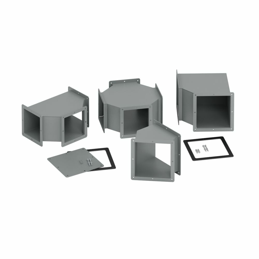 66-12FCF Cutoff Fitting, For Use With NEMA 12/IP54 Hinged Screw Clamp Cover Wireway, Steel, Gray
