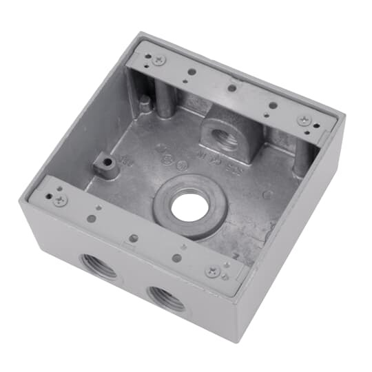 2IH4-1 Red Dot Standard Universal Weatherproof Box, Die Cast Aluminum, 31.8 cu-in Capacity, 2 Gangs, 4 Outlets, 4-9/16 in H x 4-5/8 in W x 2-1/16 in D