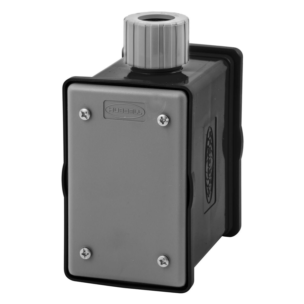 HBLPOB1BK Non-Metallic Weatherproof Molded Portable Outlet Box With (1) Indoor Blank Plate and Strain Relief, 1 Gangs, 1 Outlets, 1 Knockouts, 5.38 in L x 4.2 in W x 3.18 in H