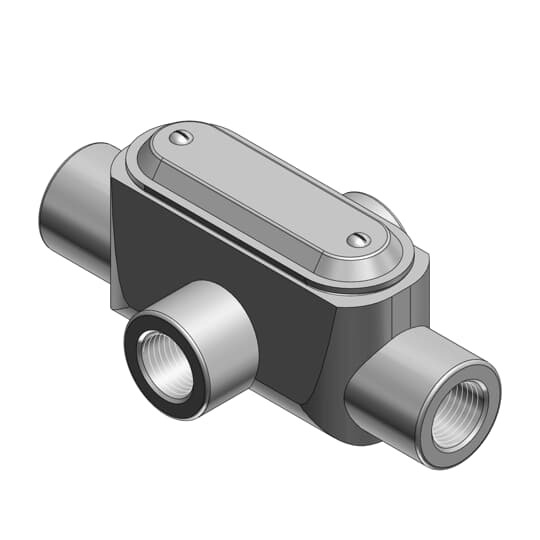 X67CG-TB T&B BlueKote Type X Pre-Assembled Conduit Body With Cover, Gasket, 2 in Hub, Form 7 Form, 52.8 cu-in Capacity, Iron, Epoxy Powder Coated/Zinc Plated