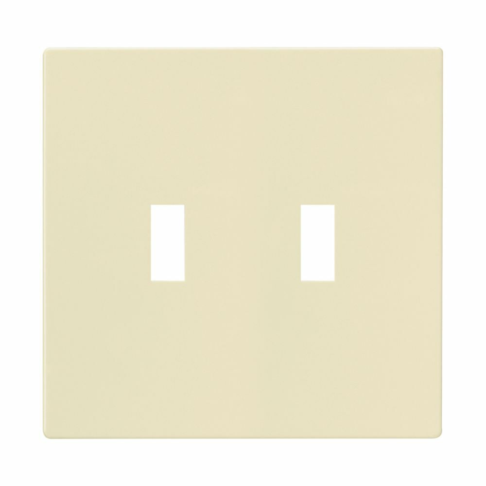 Eaton Screwless wallplate, Screwless, Almond, Toggle Cutout, Polycarbonate, Two- gang, Mid-size