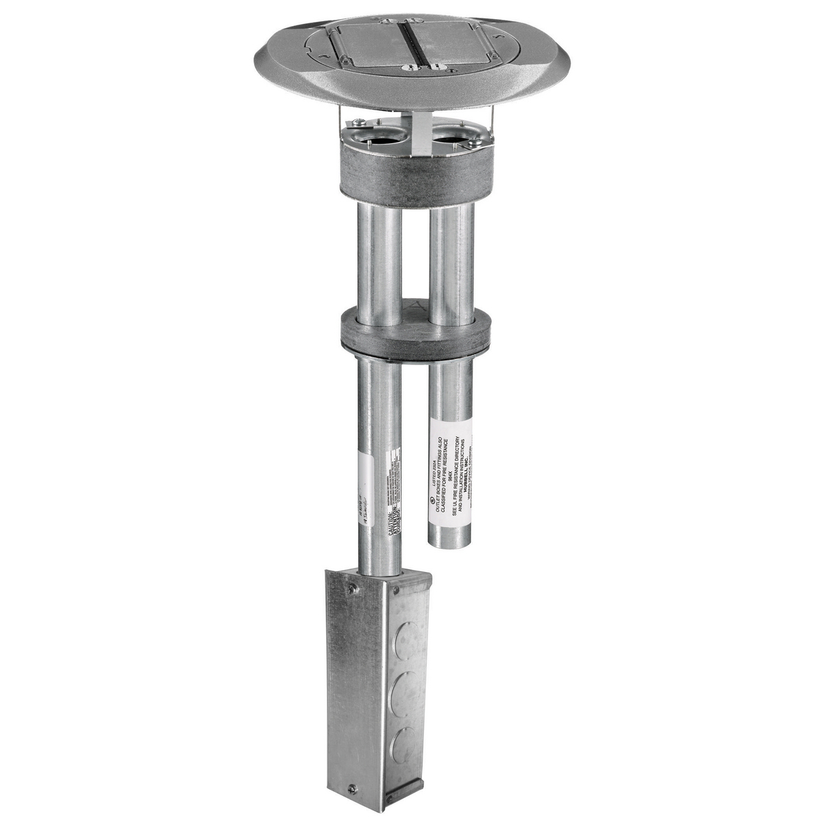 S1PTGYJ 1-Piece Flush Standard Sized Poke-Through Assembled Unit With Junction Box, 4 in Hole, 8 in Dia x 3.82 in THK Cover, 300 lb Capacity, Composite