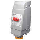 60 Amp, 125/250 Volt, IEC 309-1 & 309-2, 3P, 4W, Mechanical Interlock North American Pin & Sleeve Receptacle, Industrial Grade, IP67, Watertight, Fused - Orange