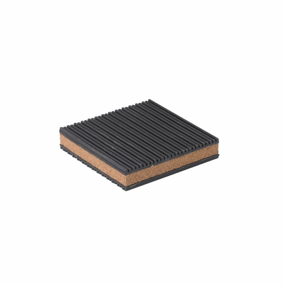 CNP-4 Vibra Trol Type CNP Non-Skid Oil-Resistant Vibration Isolator Pad, 200 lb Max Steady, 2 in L x 2 in W, Cork/Ribbed Neoprene/Steel