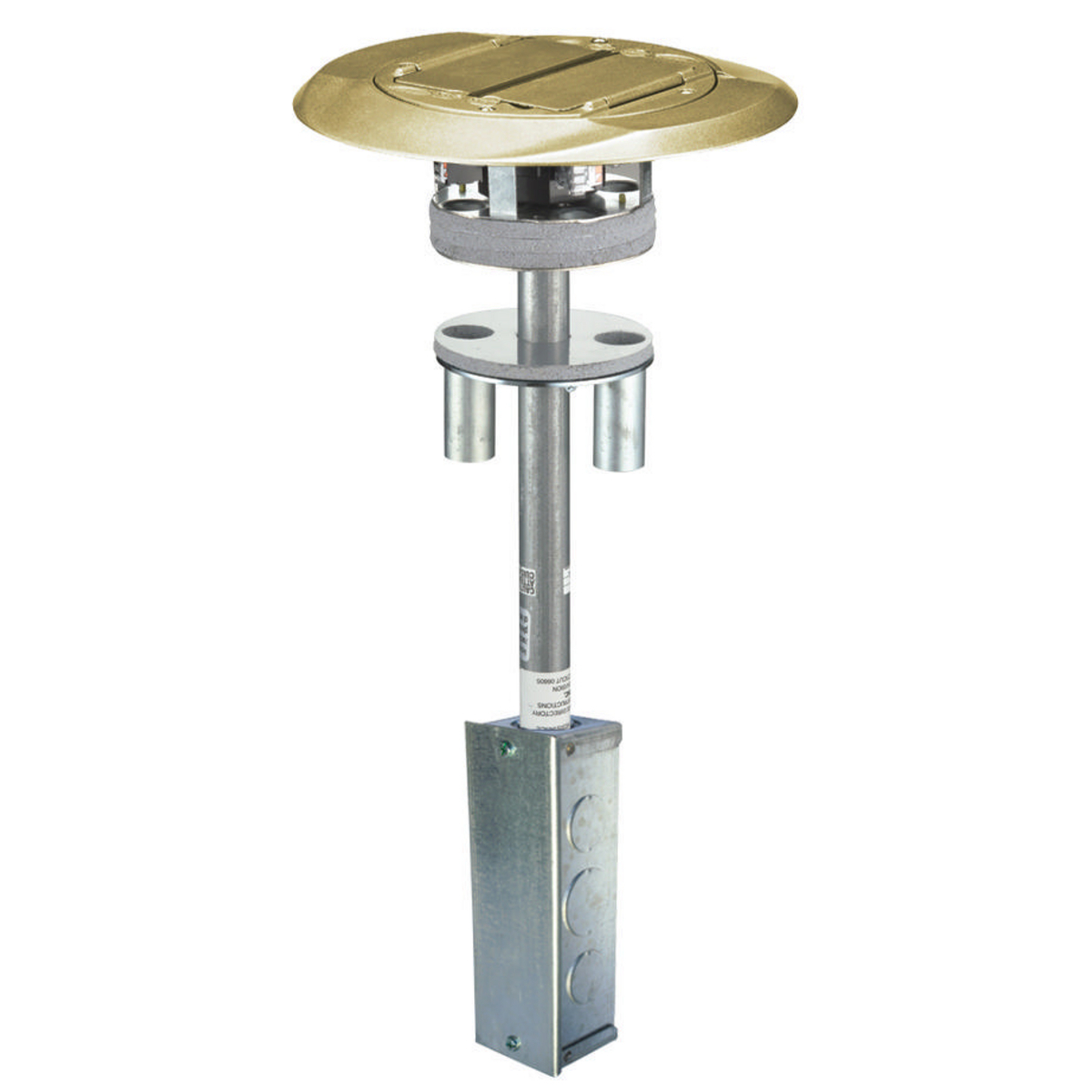 S1PT4X4BRSJ 1-Piece Flush Standard Sized Poke-Through Assembled Unit With Junction Box, 4 in Hole, 8 in Dia x 0.46 in THK Cover, 300 lb Capacity, Composite