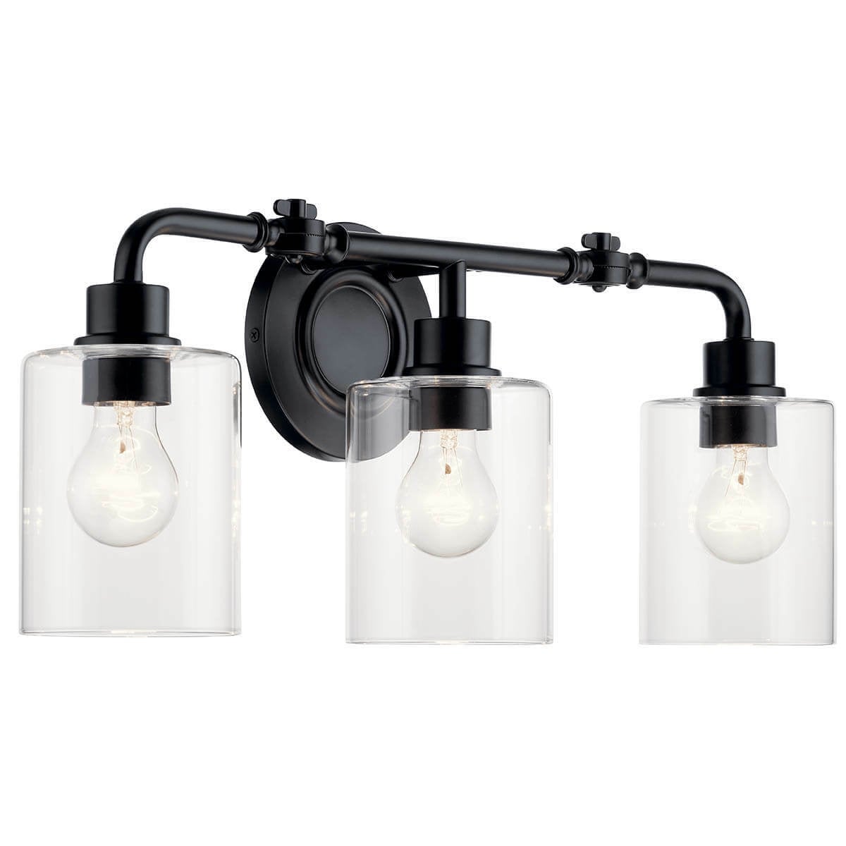 With adjustable hinges, the Gunnison(TM) 3-light bath vanity allows you to customize the light in your bath to focus on the areas you want to illuminate most. The fixturefts exposed hardware and mirror-like Chrome finish offer the perfect touches to your traditional bath setting.