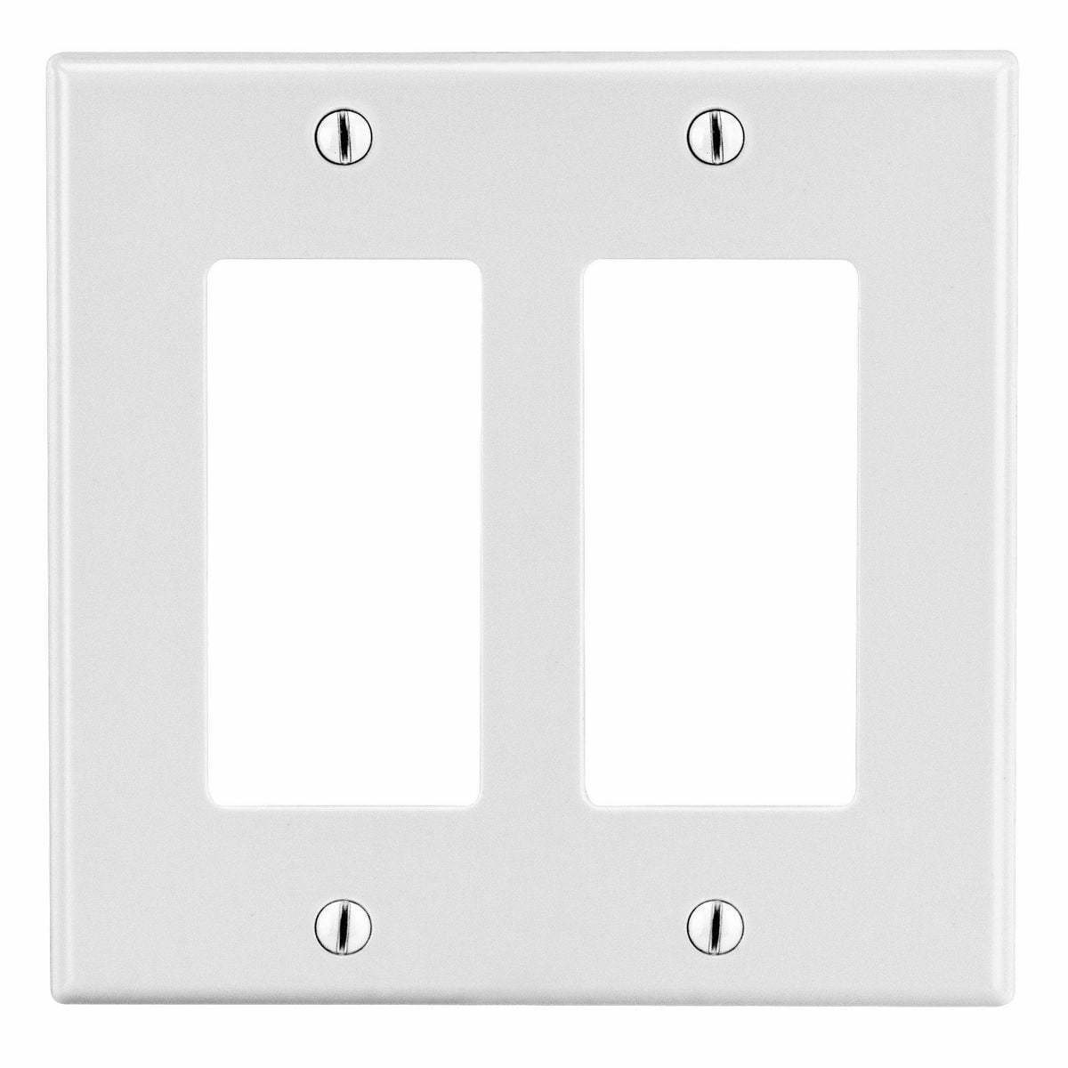 P262W Standard Wall Plate, 2 Gangs, 4.69 in W x 4.63 in H, Polycarbonate Thermoplastic, White