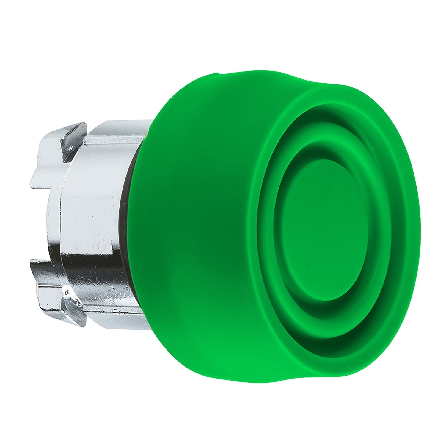 ZB4BP3S Harmony Flush Non-Illuminated Silicone Boot Spring Return Standard Unmarked Pushbutton Head, 22 mm, Round Shape, Chromium Plated Metal, Green