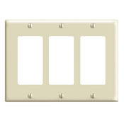 80411-I Decora Standard Size Wall Plate, 3 Gangs, 6.37 in W x 4.5 in H, Thermoset, Ivory