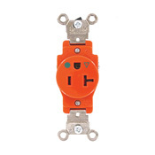 5361-IG Heavy Duty Isolated Ground Single Straight Blade Receptacle, 125 V AC, 20 A, 2 Poles, 3 Wires, Orange