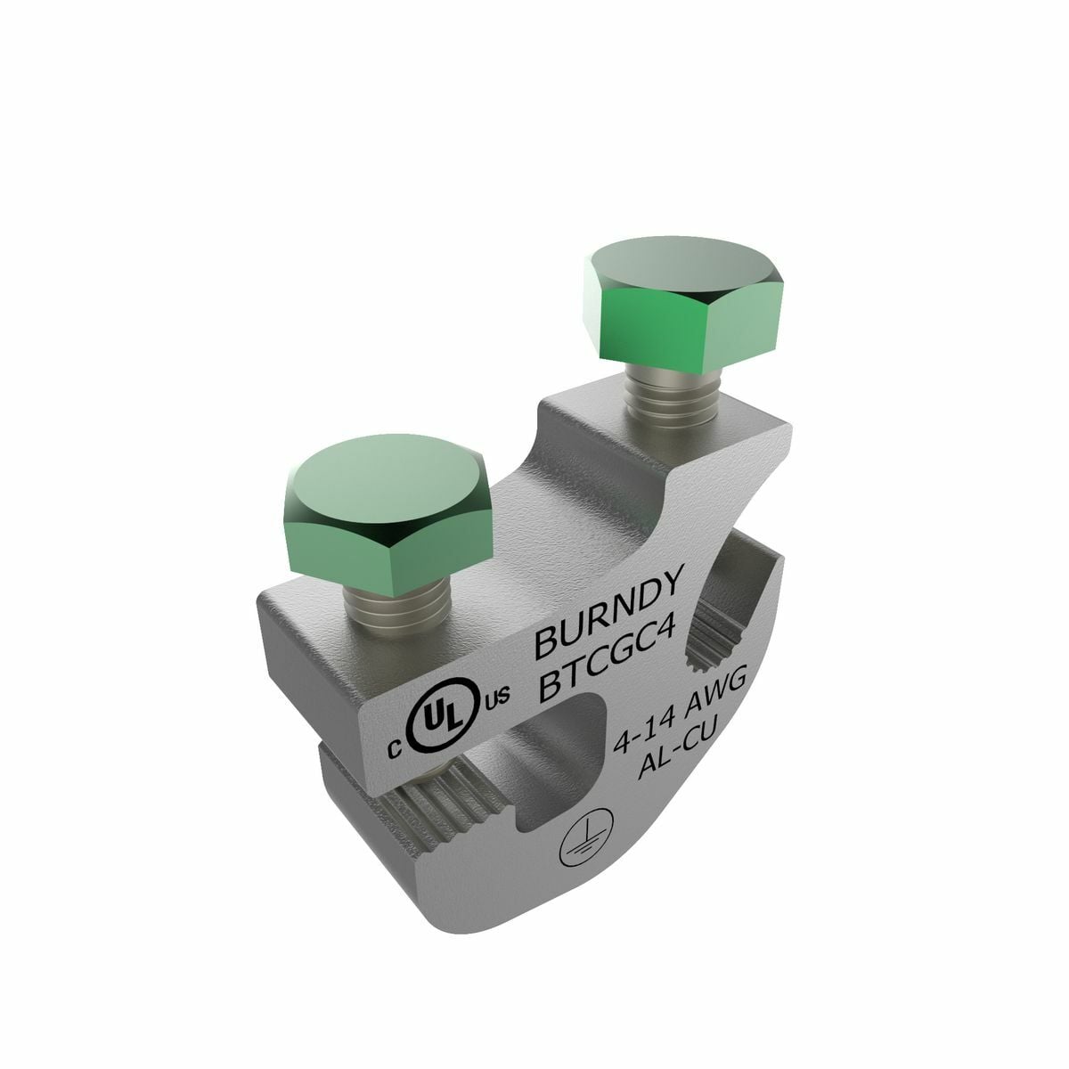 BTCGC4SS Ground Tray Clamp, 14 to 4 AWG Conductor, 1/4 in THK Bar, Aluminum