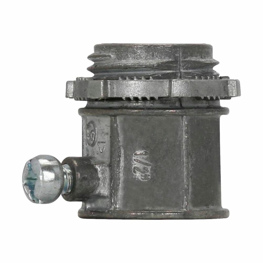 458DC Non-Insulated Setscrew Straight Threaded Connector, 3-1/2 in Trade, For Use With Thin Wall EMT Conduits, Die Cast Zinc, Natural