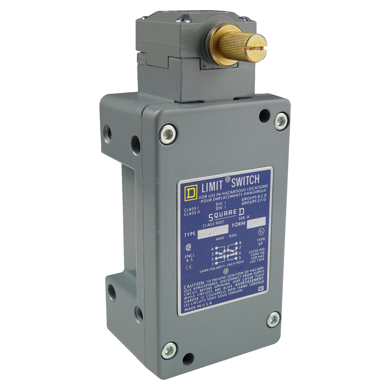 Limit switch, 9007, 9007CR 2 NO/NC 2 stage, rotary head, CW+CCW, low differential
