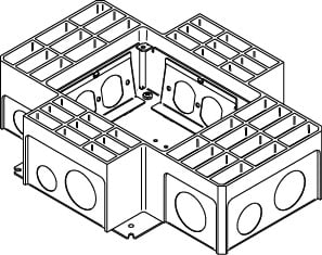 RFB4-4DB Floor Box With Receptacle Brackets, Steel, 115.1 cu-in Capacity, 4 Gangs, 16 Knockouts, 12-3/4 in L x 10 in W x 3-7/16 in D
