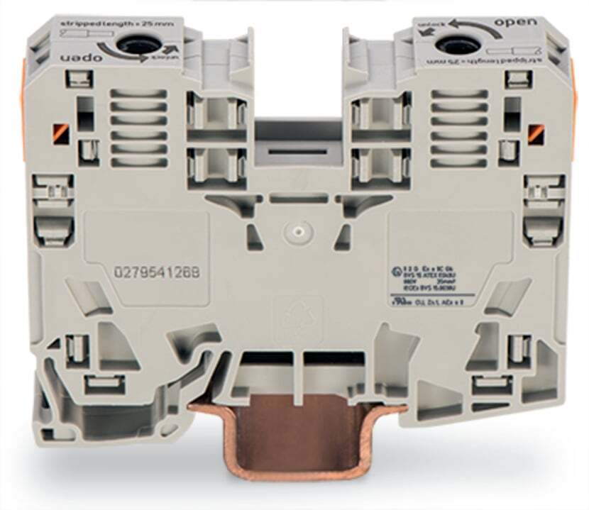 285-935 Operating Tool Conductor Terminal Block, 8 to 2 AWG Wire, 1 Poles, DIN Rail Mount