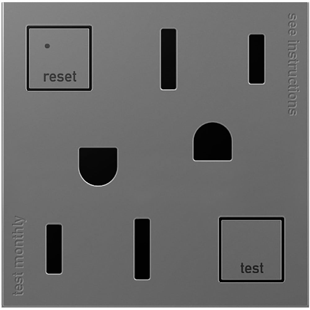 AGFTR2152M4 Adorne Tamper-Resistant GFCI Outlet, 125 V, 15 A, 2 Poles, Magnesium