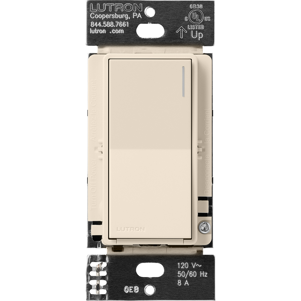 RRST-8ANS-LA Sunnata RF Neutral Switch for RA3 Systems, 8 Amp, 1 Pole/Multi-Location, Neutral Required, 120V, Light Almond