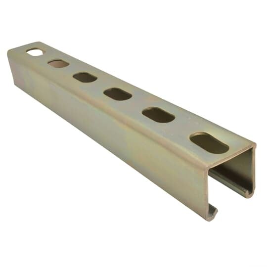 A1400HS-10 Superstrut A Series Half Slotted Metal Channel, 10 ft L 1-5/8 in W 1-5/8 in D 14 ga THK, Steel, Gold, Domestic