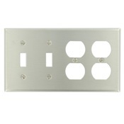 84045-40 Standard Size Combination Wall Plate, 4 Gangs, 8.19 in W x 4.5 in H, 302 Stainless Steel