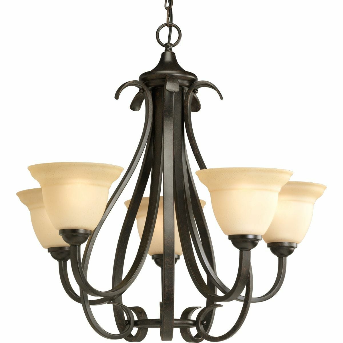 P4416-77 Torino Chandelier, (5) A19 Lamp, 120 V AC, Forged Bronze/Painted Housing
