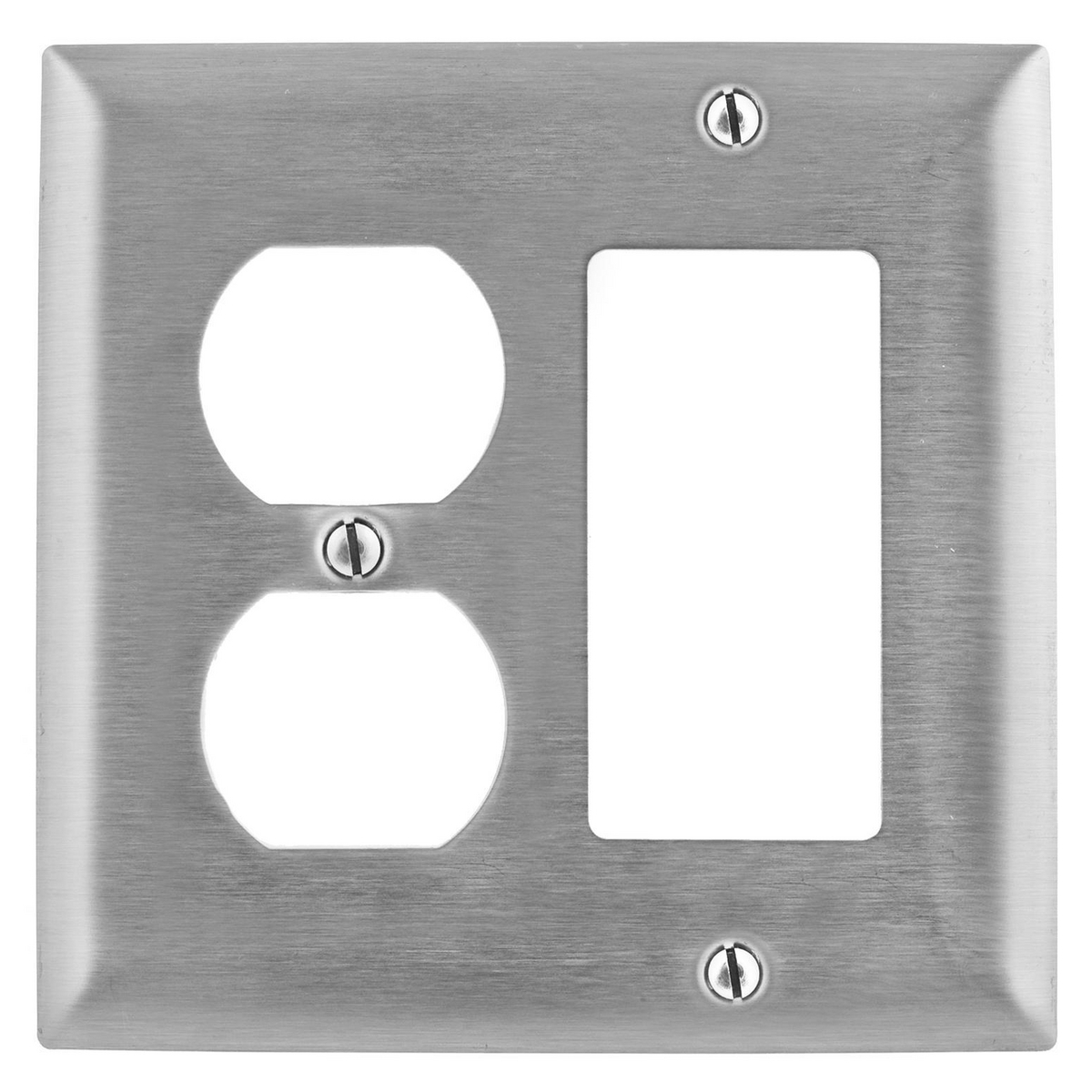 SS826 Non-Magnetic Standard Combination Wall Plate, 2 Gangs, 302/304 Stainless Steel, Metallic