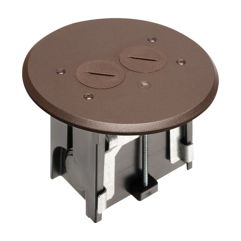 1-Gang Adjustable Non-Metallic Floor Box for New Floors; Includes Brown Cover