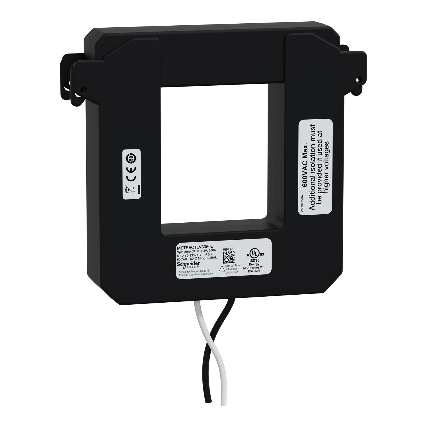 METSECTLV3060U PowerLogic Split Core Current Transformer, 50, 60 Hz, 0.333 V