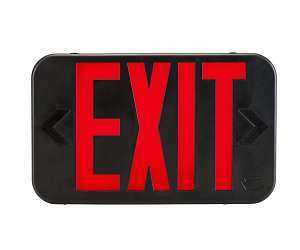 LED Exit Sign ,Single or Double Face, Red or Green, 120-277V, Battery Backup, Black