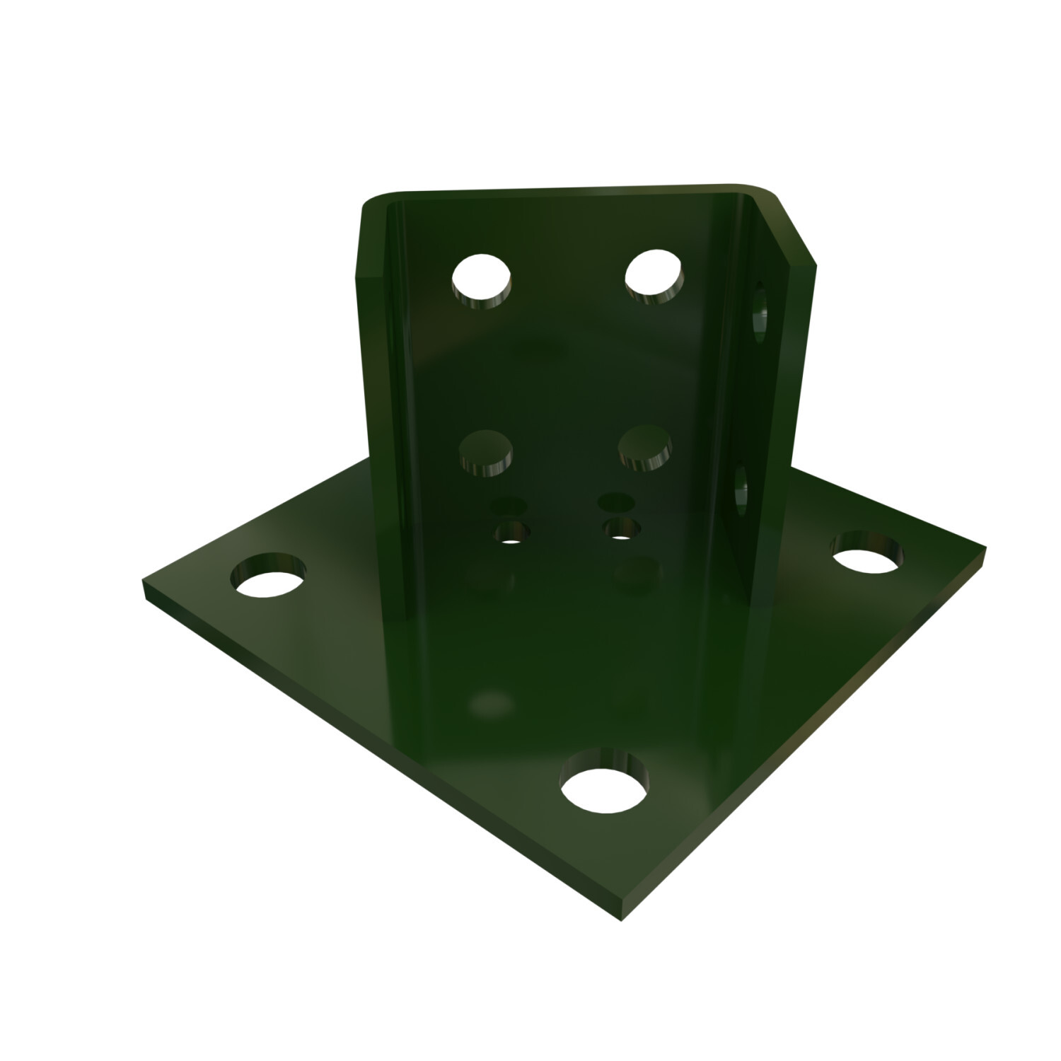 P2073A-GR Post Base, 2 Channel, Centered/Offset Channel Position, 1/4 in H Base, For Use With 1-5/8 in W Series Channel, Steel