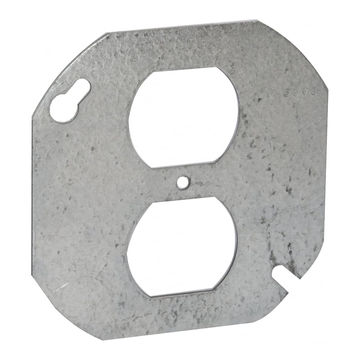 731 Flat Box Cover, 4 in Dia, 3.63 in L x 3.63 in W x 1/8 in D, Duplex Receptacle Cover, Steel