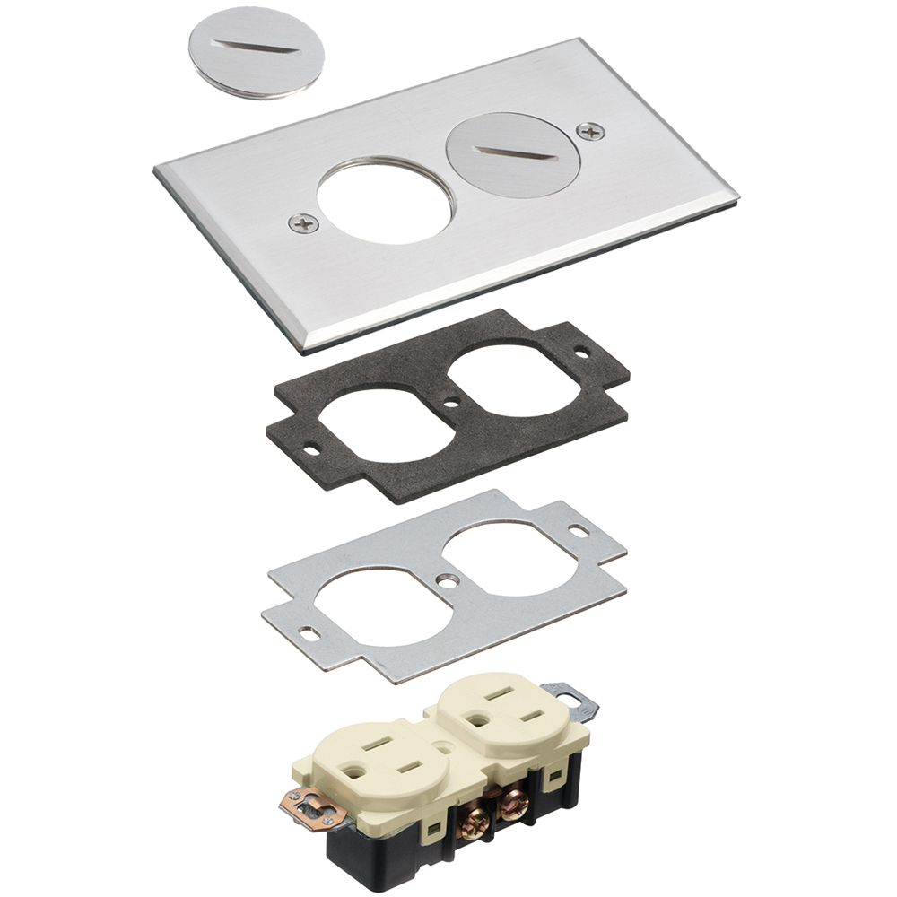 FLB5320NL Floor Box Cover With Gasket, Tamper-Resistant Receptacle, 4.937 in L x 2.85 in W, Nickel