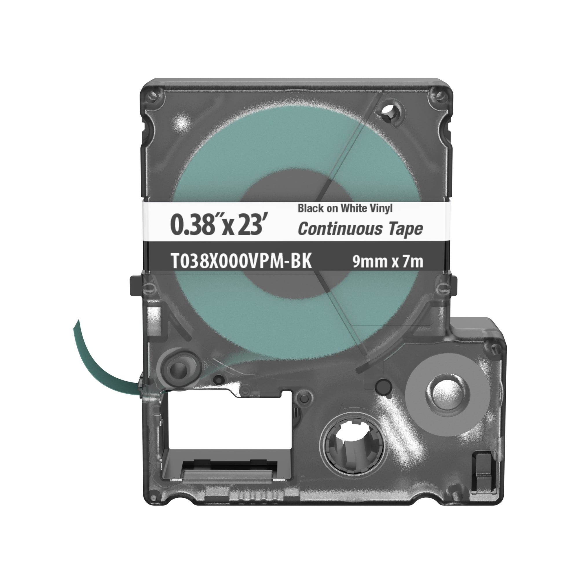 T038X000VPM-BK Continuous Tape Cassette, 2.95 in L x 2.53 in W, For Use With MP100 and MP300 Mobile Printers, Vinyl, Black on White