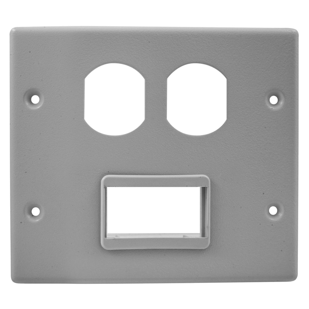 HBL4747BSGY 2-Gang 1-Duplex Opening Standard Cover Plate, For Use With HBL4750 Series Metal Raceway, Roll Formed Steel, Gray