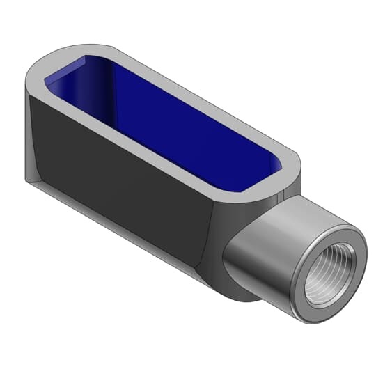 E27 T&B BlueKote Type E Conduit Body, 3/4 in Hub, Form 7 Form, 9.1 cu-in Capacity, Iron, Epoxy Powder Coated/Zinc Plated