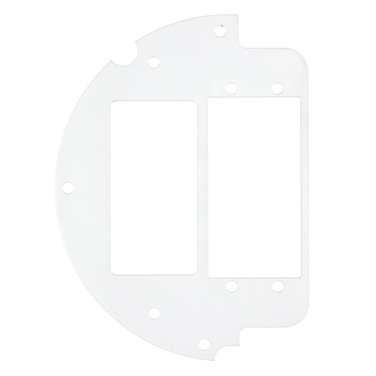S1R6SPX 60/40 Split Left Side/Standard Sized Sub Plate With (1) Style Line Decorator Device Opening and (2) Extron AAP Opening, 5.26 in L x 3.86 in W, Steel