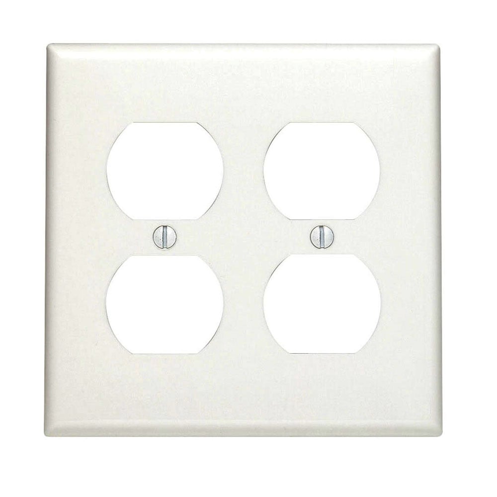 80716-W Standard Size Traditional Wall Plate, 2 Gangs, 4.562 in W x 4.5 in H, Thermoplastic, White