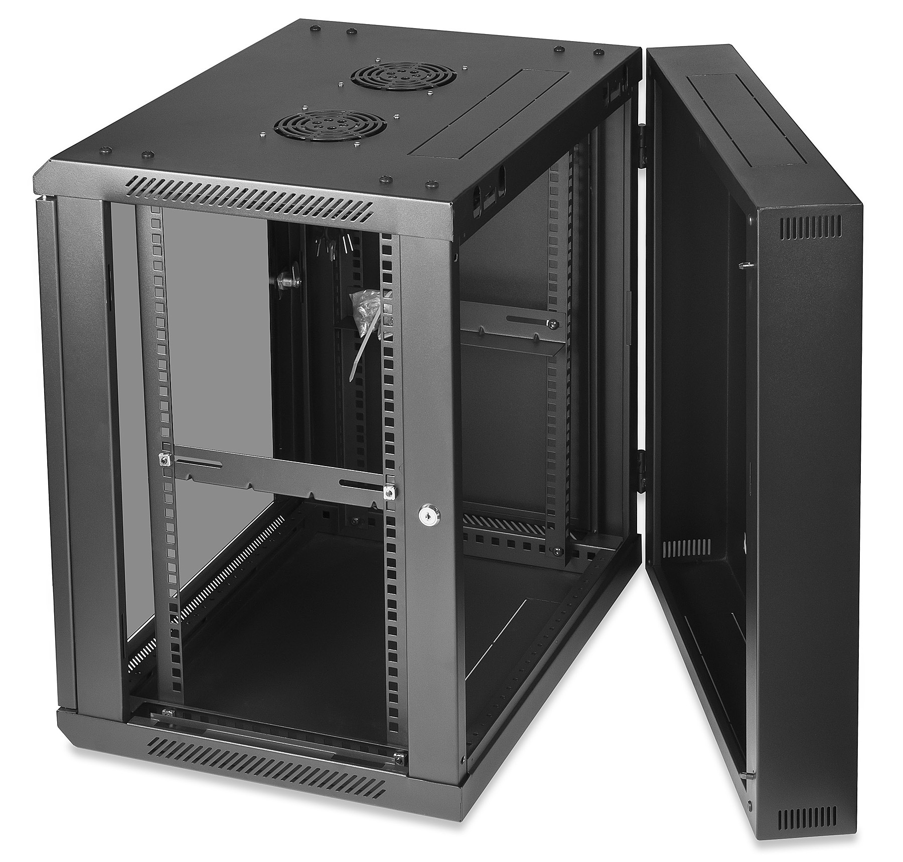 Wall-Mount Cabinet, Dual Section, 12-RMU 550mm D, Black