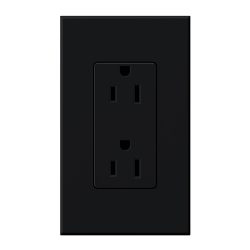 NTR-15-TR-BL Architectural  Tamper-Resistant Duplex Receptacle with Wall Plate, 15 Amp, Matte, Black