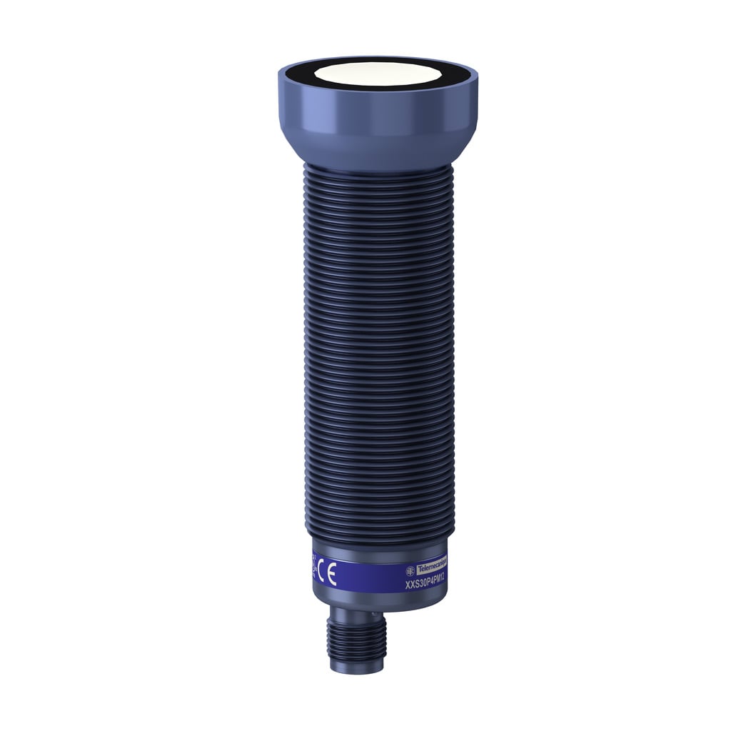 XXS30P4PM12 OsiSense XX Cylindrical Straight Sensor, Ultrasonic, PNP Output, 1NO-1NC Contact, 12 to 24 V DC