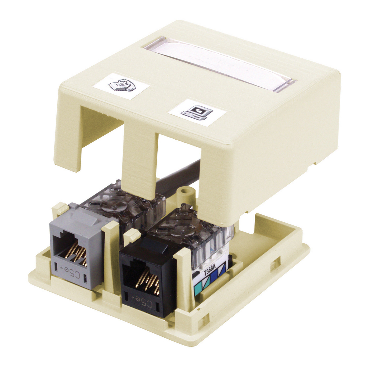 HSB2EI HSB Surface Mount Box, For Use With Hubbell Keystone Connectivity, Surface Mounting, High Impact Thermoplastic