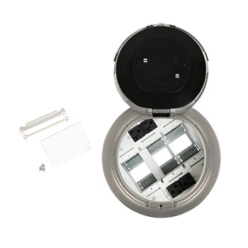 8ATC2PSN Evolution 8AT Pre-Wired Recessed Poke-Through Assembly With Surface Style Cover, 8 in Hole, 5 Gangs, Plastic/Steel