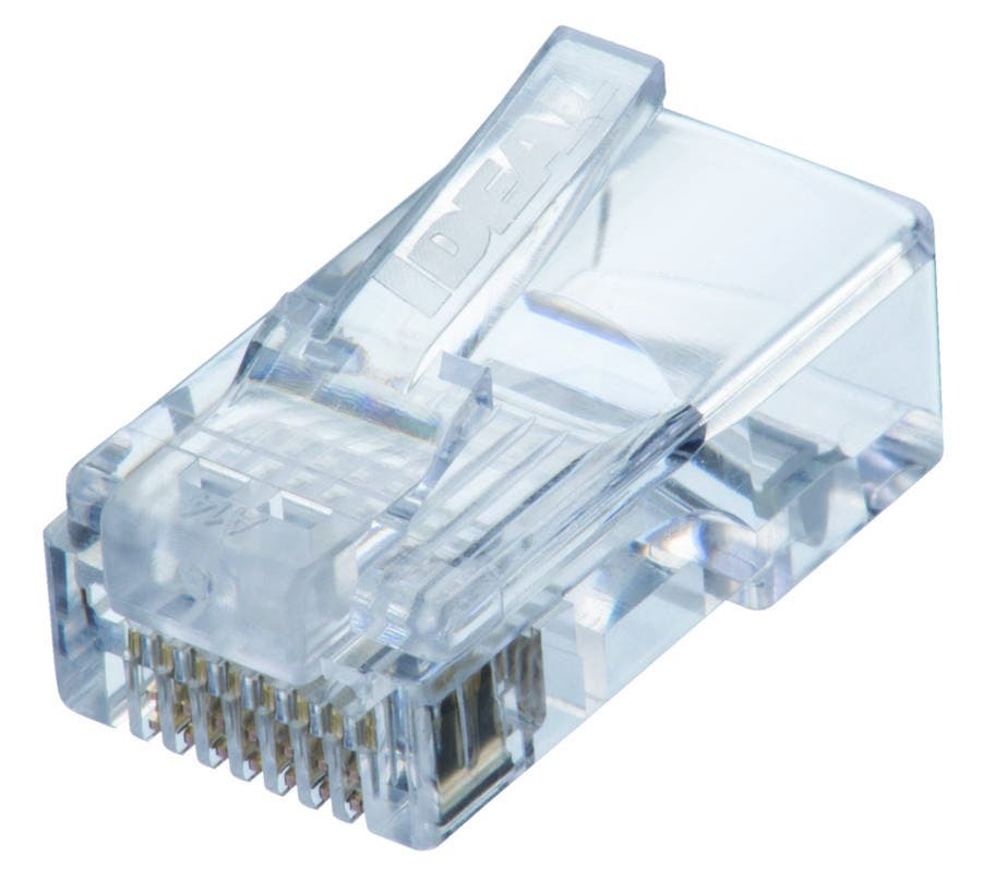 85-370 8-Postion 8-Contact RJ45 Feed-Thru Modular Plug, Solid/Stranded Conductor, Plastic, 100 Ohm Impedance