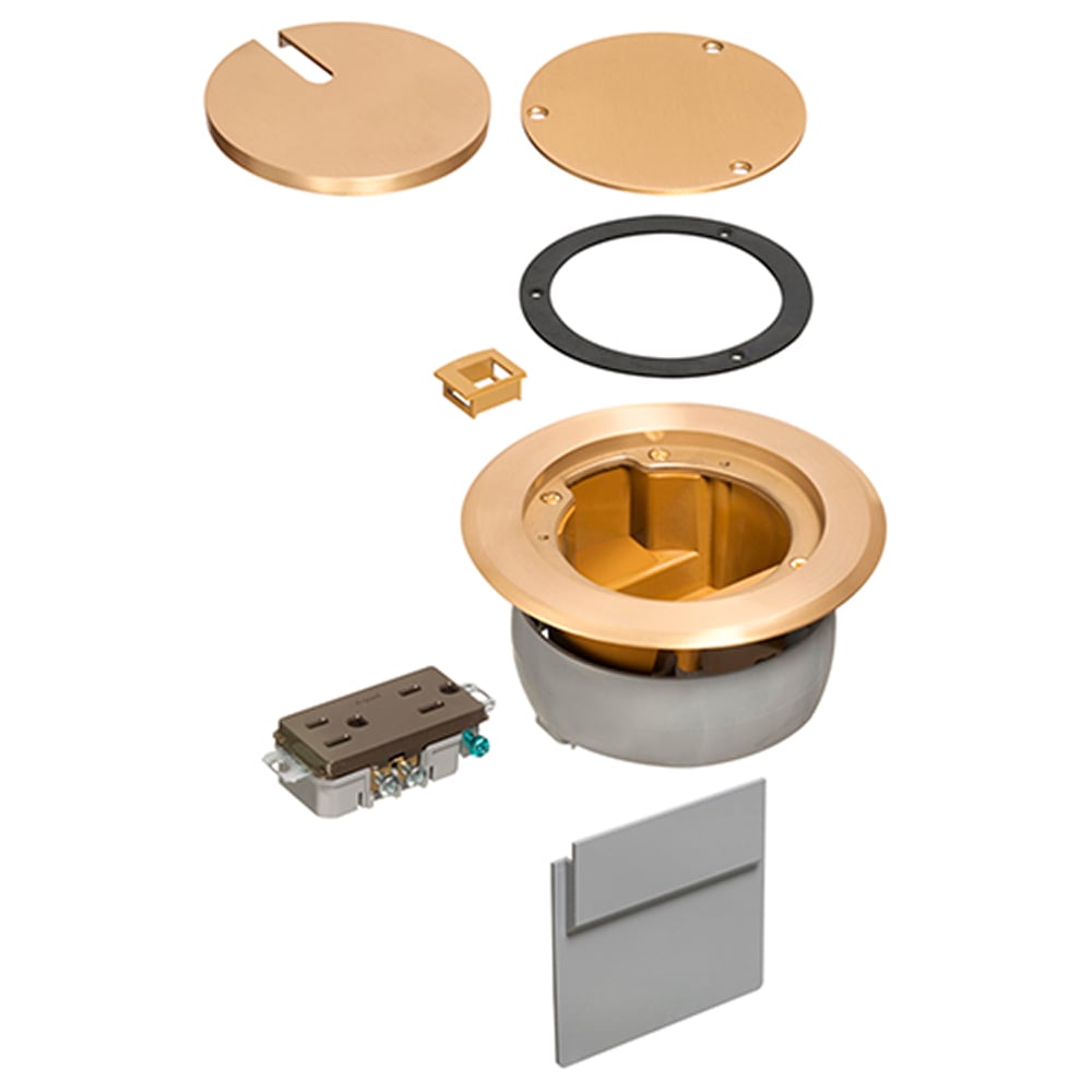 FLBC4560DMB InBox Recessed Floor Box Cover Kit, 5.7 in Dia, Brass/Plastic