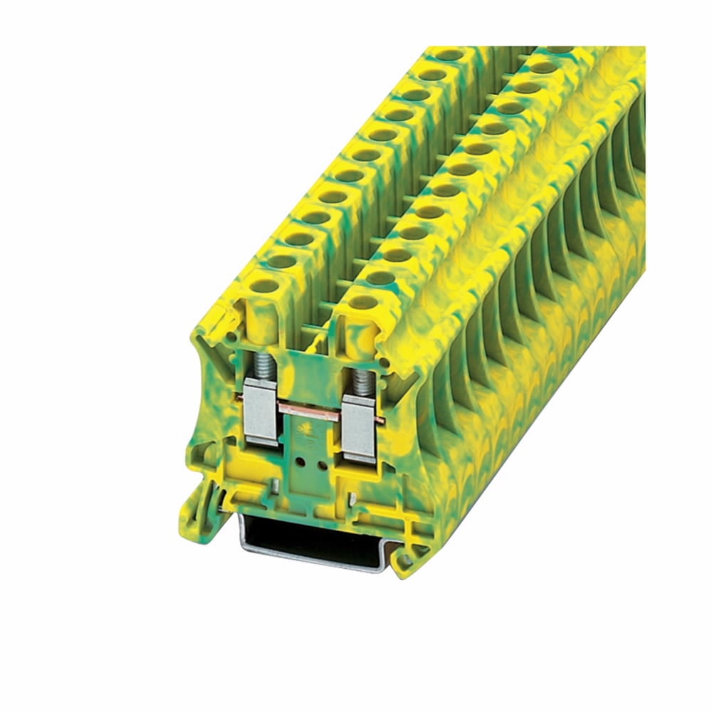 XBUT6PE IEC-XB 1-Level Ground Block, 14 to 1/0 AWG Wire, DIN Rail Mount