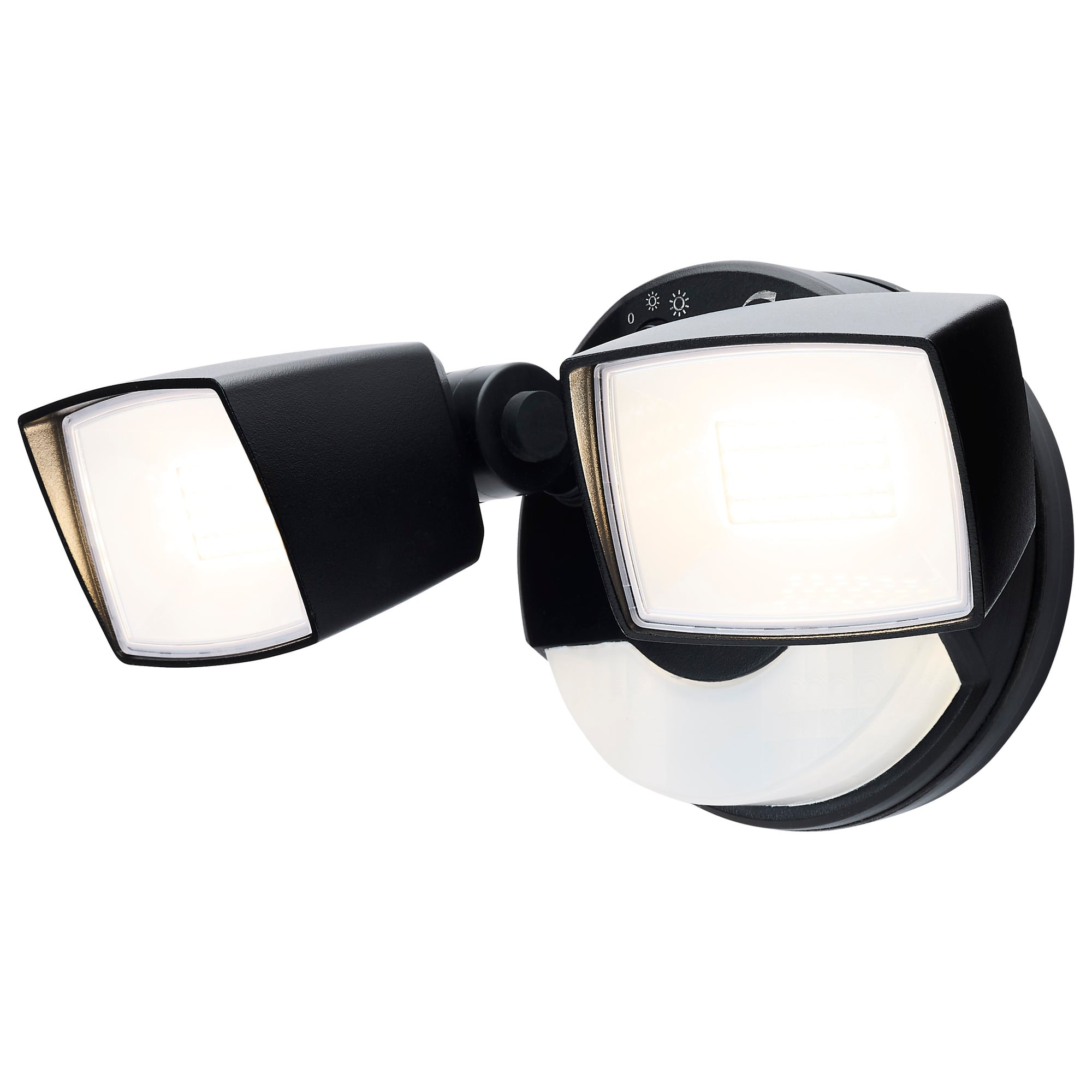 LED Security Light with Nightlight - PIR Sensor - Dual Head - Field Selectable - Black Finish