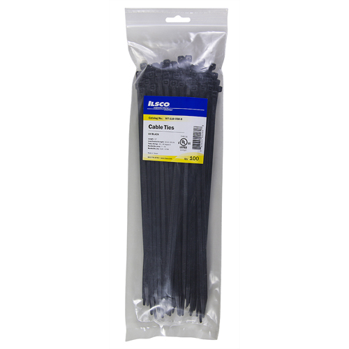 WT-110-050-B Type WT Cable Tie, 11 in L x 0.189 in W, Nylon 6.6, UV Black